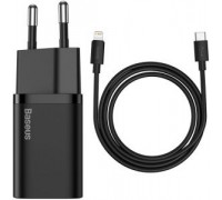 СЗУ Baseus Super Si Quick Charger Type-C 20W EU with Cable Type-C to Lightning 1m Sets Black