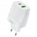 Сетевое зарядное устройство Hoco C85A Bright dual port PD20W+QC3.0 charger White