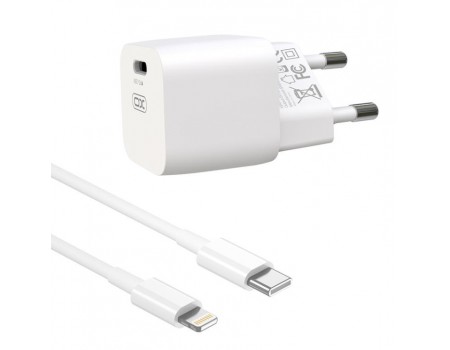 Сетевое зарядное устройство XO CE01   EU 20W PD Fast Charger  Lightning cable White