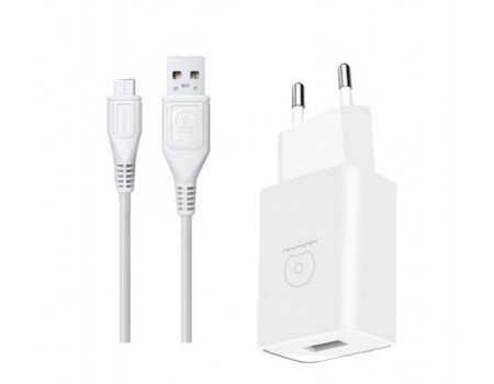 Сетевое зарядное устройство WUW T28 2.4A USB with Micro Cable White