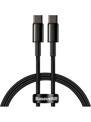 Кабель Baseus Tungsten Gold Fast Charging Data Cable Type - C to Type - C 100W 1m Black