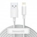 Кабель Baseus Simple Wisdom Data Cable Kit USB to Lightning 2.4A ( 2шт. ) 1.5m White