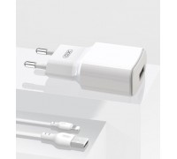 МЗП XO L73 EU 2.4A Single port charger with lightning cable White