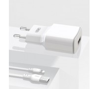 Сетевое зарядное устройство XO L73 EU 2.4A  Single port charger with apple cable White