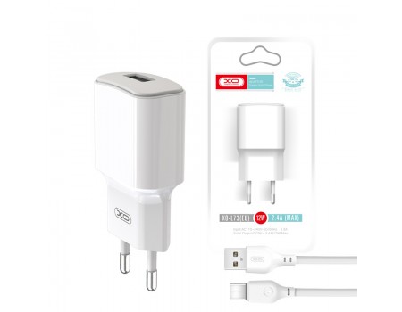 Сетевое зарядное устройство XO L73 EU 2.4A Single port charger with micro cable White