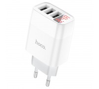 Сетевое зарядное устройство Hoco C93A Easy charge 3-port digital display charger(EU) White