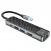 USB-хаб Hoco HB23 Easy view Type-C multifunction adapter(HDMI+USB3.0+USB2.0+RJ45+PD) Metal Gray