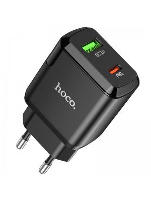 МЗП Hoco N5 Favor dual port PD20W + QC3.0 charger ( EU ) Black
