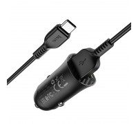 Автомобильное зарядное устройство Hoco Z39 Farsighted dual port QC3.0 Car charger set(Type-C) Black