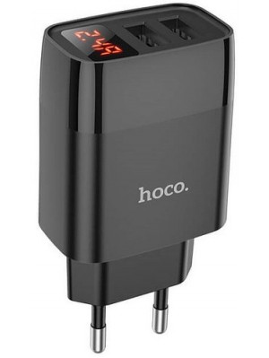 МЗП Hoco C86A Illustrious dual port charger with digital display ( EU ) Black