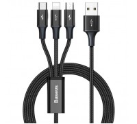 Кабель Baseus Rapid Series 3-in-1 cable 1.2m Lightning + Microsoft + Type-C Black