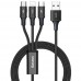 Кабель Baseus Rapid Series 3-in-1 cable 1.2m Lightning + Microsoft + Type-C Black