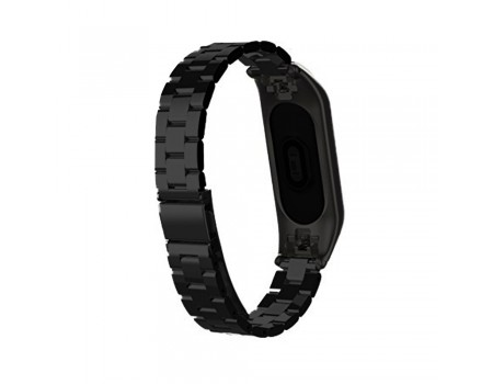 Ремешок Steel Strap Mi Band 3/4/5/6 Black Matte