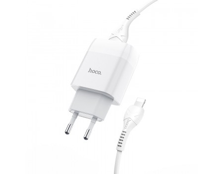 Сетевое зарядное устройство Hoco C73A Glorious dual port charger set (Lightning) (EU) White