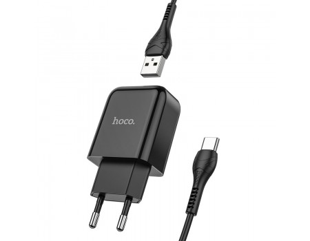 Сетевое зарядное устройство Hoco N2 Vigour single port charger Set Type-C (EU) Black