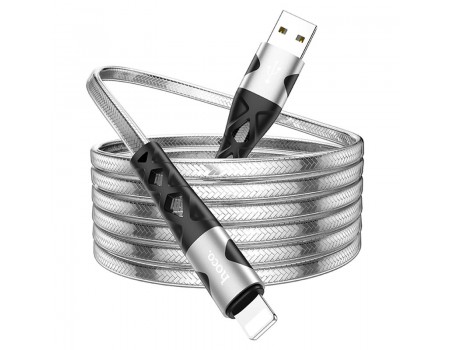 Кабель Hoco U105 Treasure jelly braided charging data cable for Lightning Silver