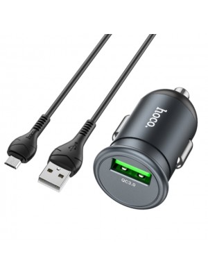 АЗП Hoco Z43 Mighty single port QC3.0 car charger set ( Microsoft ) Black