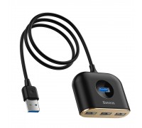 USB-хаб Baseus Square round 4 in 1 USB HUB Adapter(USB3.0 TO USB3.0*1+USB2.0*3) 1m Black (CAHUB-AY01