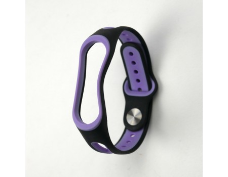 Ремешок DoubleColor Silicone Mi Band 3/4 Black-Lilac