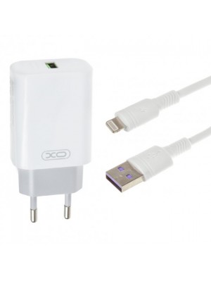 Сетевое зарядное устройство XO-L85D (US) QC3.0 18W with Lightning (NB111) cable White