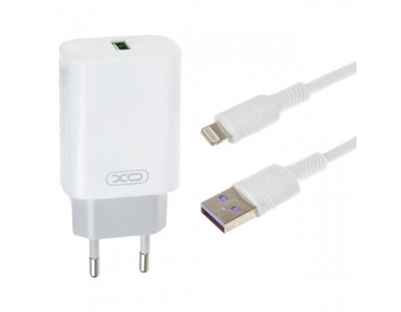 Сетевое зарядное устройство XO-L85D (US) QC3.0 18W with Lightning (NB111) cable White