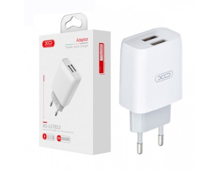 Сетевое зарядное устройство XO L57 EU dual-port charger  White