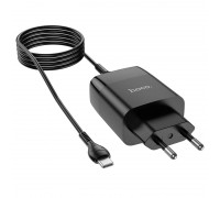 МЗП Hoco C86A Illustrious dual port charger with digital display ( with Type-C cable ) ( EU ) Black