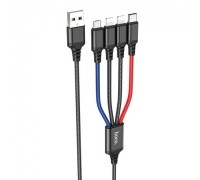 Кабель Hoco X76 4-in-1 Super charging cable ( iP + iP + Type-C + Microsoft ) Black