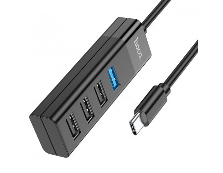 Хаб Hoco HB25 Easy mix 4-in-1 converter ( Type-C to USB3.0 + USB2.0 * 3 ) Black