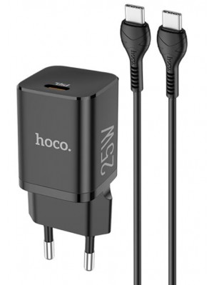 Мережевий зарядний пристрій Hoco N19 Rigorous PD25W charger set ( Type-C to Type-C ) Black