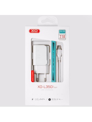 Сетевое зарядное устройство XO L35D 2в1 Type-C 2USB/2.1A White