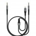 Кабель XO NB178B 2 in 1 audio adapter cable DC3.5 TO DC3.5 + TYPE-C 1M Black