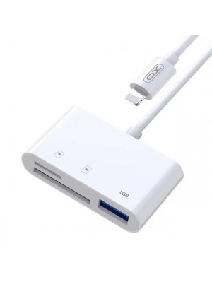 USB-хаб XO HUB006 Lightning 3 in 1 USB+SD+TF White