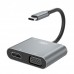 Хаб XO HUB001 4 IN 1 Typec to HDMI/VGA/USB3.0 /PD charging  Silver