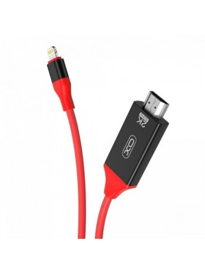 Кабель XO GB006 Lightning input HDMI output male 2K ( 60Hz ) / 1080P 1.8M Black Red