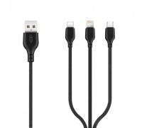 Кабель 3-в-1 XO NB103 3 in 1 a usb cable Black