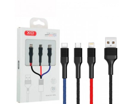 Кабель 3-в-1 XO NB54 Multicolor 3 in 1 USB Cable Black