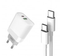 МЗП XO L64 18W FAST EU QC3.0 + PD FAST charger with type C fast cable ( NB124 ) White