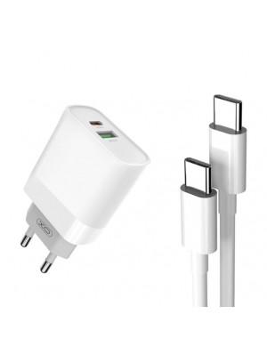 Сетевое зарядное устройство XO L64 18W FAST EU QC3.0+PD FAST charger with type C fast cable (NB124) White