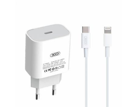 Сетевое зарядное устройство XO L40 EU   PD 18W  Single port charge whit Lightning cable White