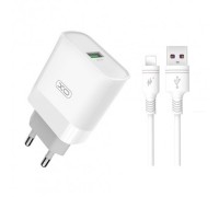 Сетевое зарядное устройство XO L63 15W FAST EU QC3.0 charger  with apple cable White