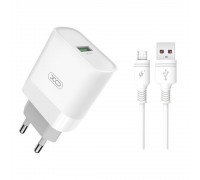 МЗП XO L63 15W FAST EU QC3.0 charger with micro cable White