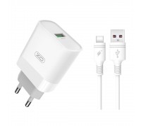 МЗП XO L63 15W FAST EU QC3.0 charger with type C cable White