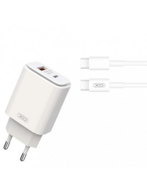 Сетевое зарядное устройство XO L90A EU PD20W+QC18W Fast charging with light with Type-c cable (NB124) White