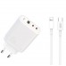 Сетевое зарядное устройство XO CE04 (EU) 65W  Fast Charger (TYPE-C PD65W / USB-A QC45W) CE with Lightning (NB113) cable Whit