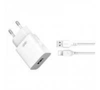 Сетевое зарядное устройство XO L99 (EU) 2.4A Home charger with Lightning cable (NB103) White