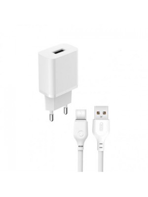 Сетевое зарядное устройство XO L99 (EU) 2.4A Home charger with TYPE-C cable (NB103) White