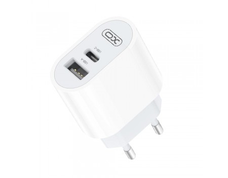 Сетевое зарядное устройство XO L97 A+C dual port Home charger White