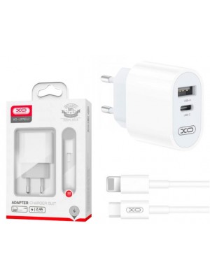 Сетевое зарядное устройство XO L97 A+C dual port Home charger with Lightning cable (NB177) White