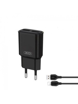 Сетевое зарядное устройство XO L92C EU dual 2.4A Charger with Lightning cable (NB103) Black